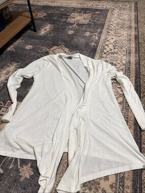 Eddie Bauer White Open-Front Lightweight Cardigan